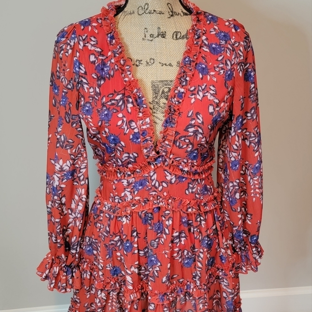 L'atiste red floral dress with open back - Picture 3 of 6